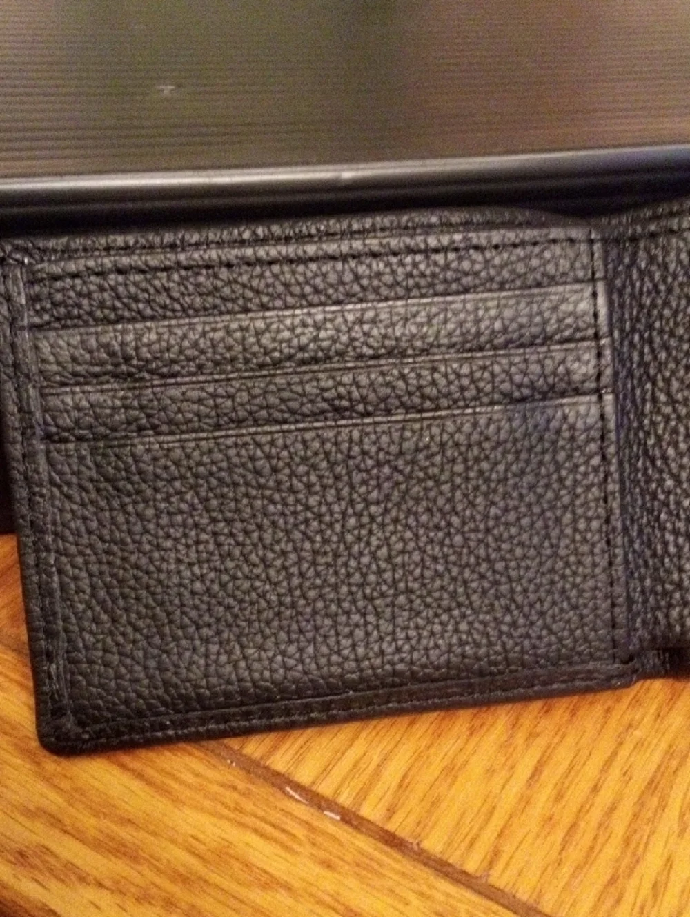 Calvin Klein Black Pebbled Leather Bi-Fold Card Holder